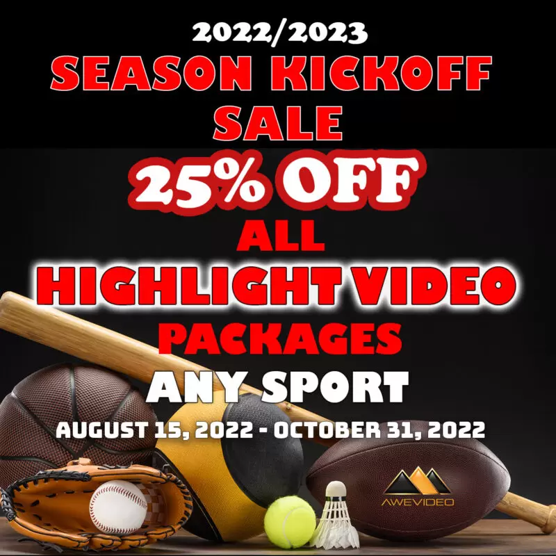 Sports highlight video sale 25% off at awevideo.com.