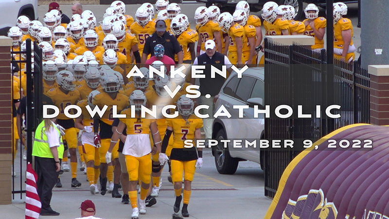 The Ankeny Hawks football team is preparing to enter their home stadium to take on Dowling Catholic on September 9, 2022 in.