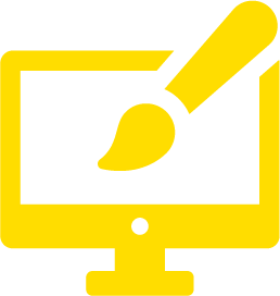 Advanced Website Build icon showing a monitor an painter's brush.