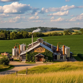 Aerial drone services fictional image of a brewery located in Iowa.
