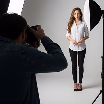 Model Photography, image of young female model at photography session.