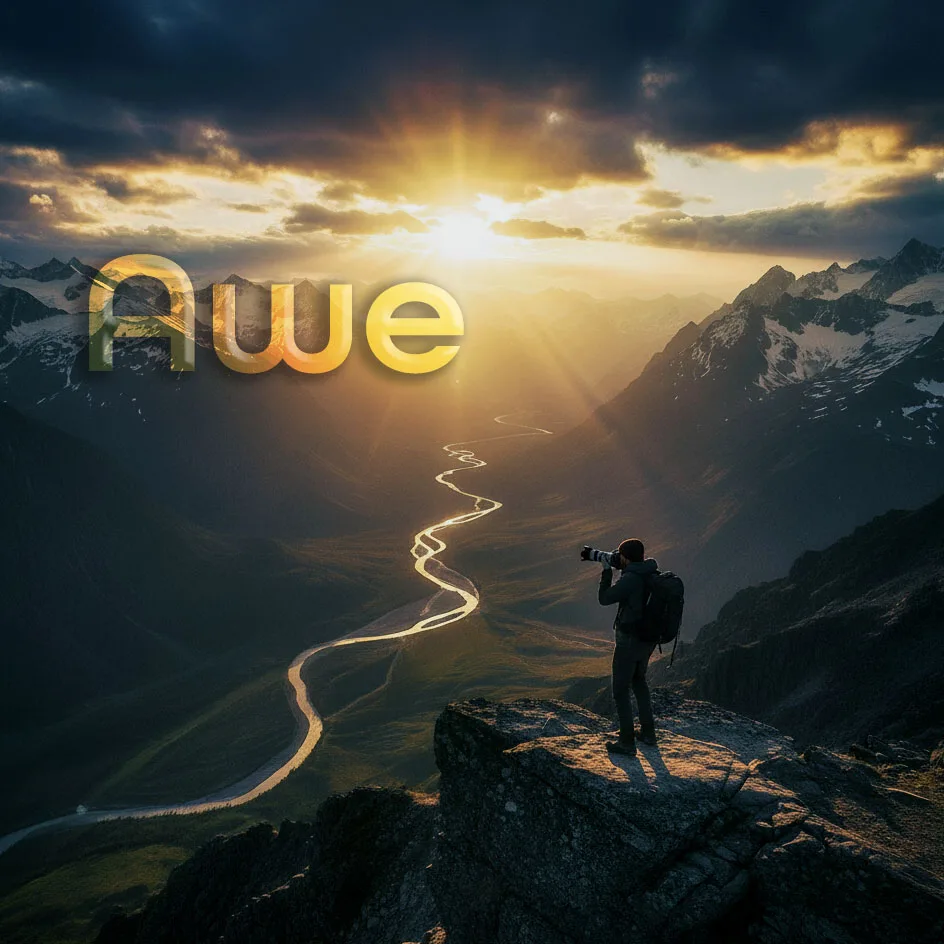 The Power of Visual Storytelling Photography: Capturing the Awe, article image of photographer taking picture atop a beautiful mountain take from a drone's view.